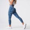 NVGTN Fitness kadınlar kamuflaj dikişsiz tayt kayrak mavisi 2T4TB674