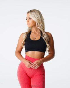 NVGTN Fitness kadınlar sınırsız nervürlü dikişsiz yular sutyen siyah 2T4TB114